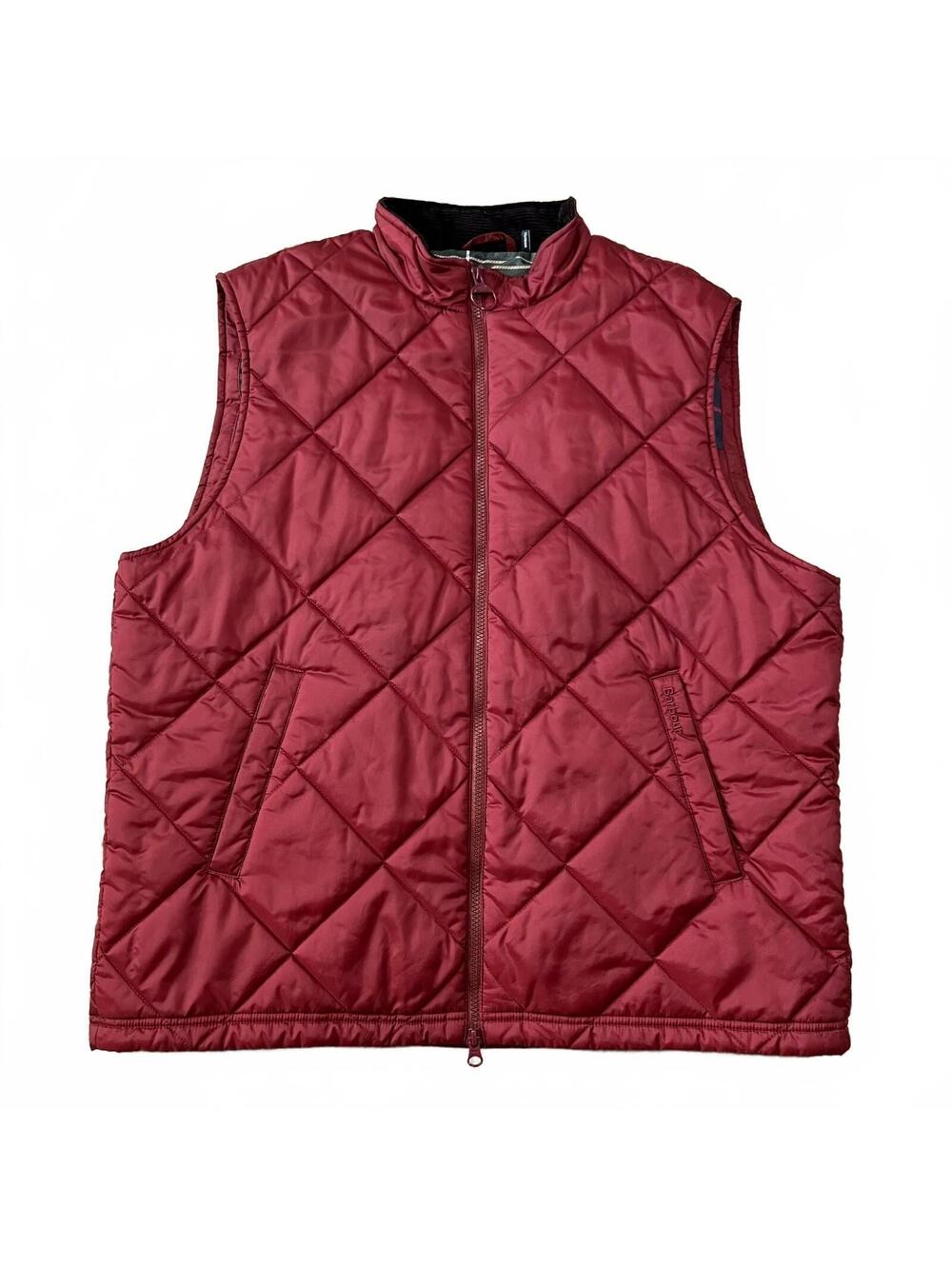Barbour Mens Finn Gilet Vest Quilted Red Size XL